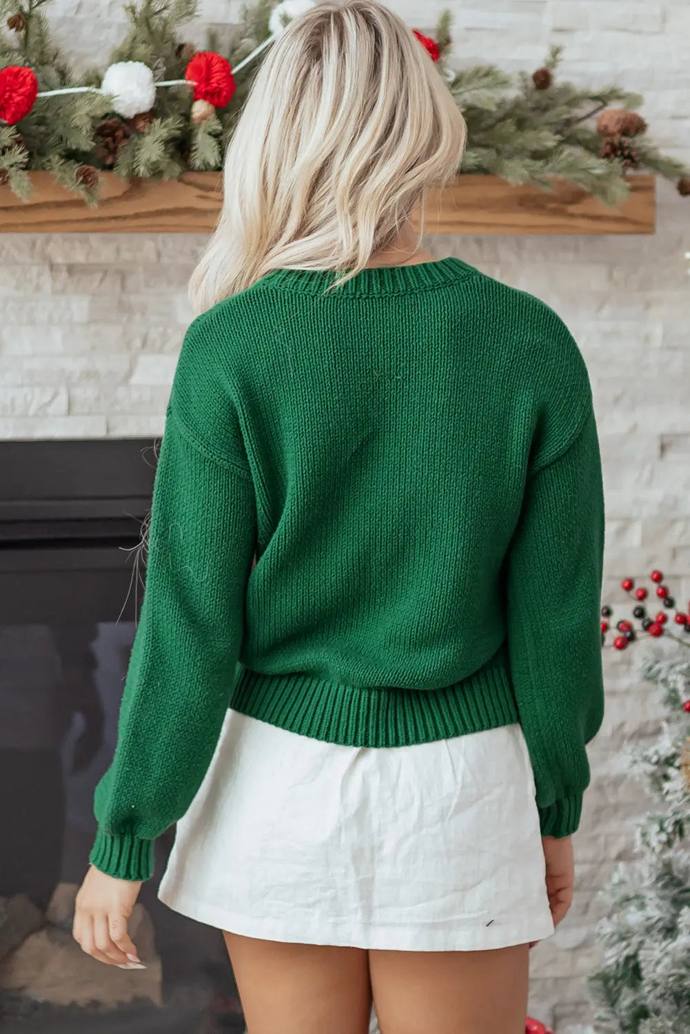 Monamara Bow Graphic Christmas Sweater