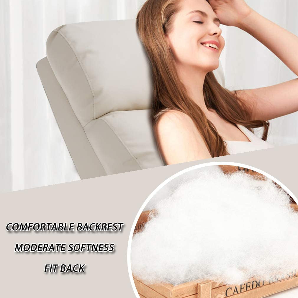 Beige Leather Massage Recliner Chair With Foot Extension ShipItFurniture