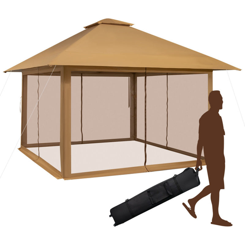 13 X 13 Feet Pop-Up Instant Gazebo Canopy Tent with Mesh Sidewall ShipItFurniture