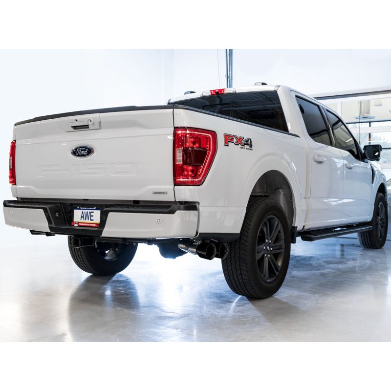 AWE 0FG 21+ Ford F150 Dual Side Exit Cat-Back Exhaust - 4.5in Diamond Black Tips NP Motorsports