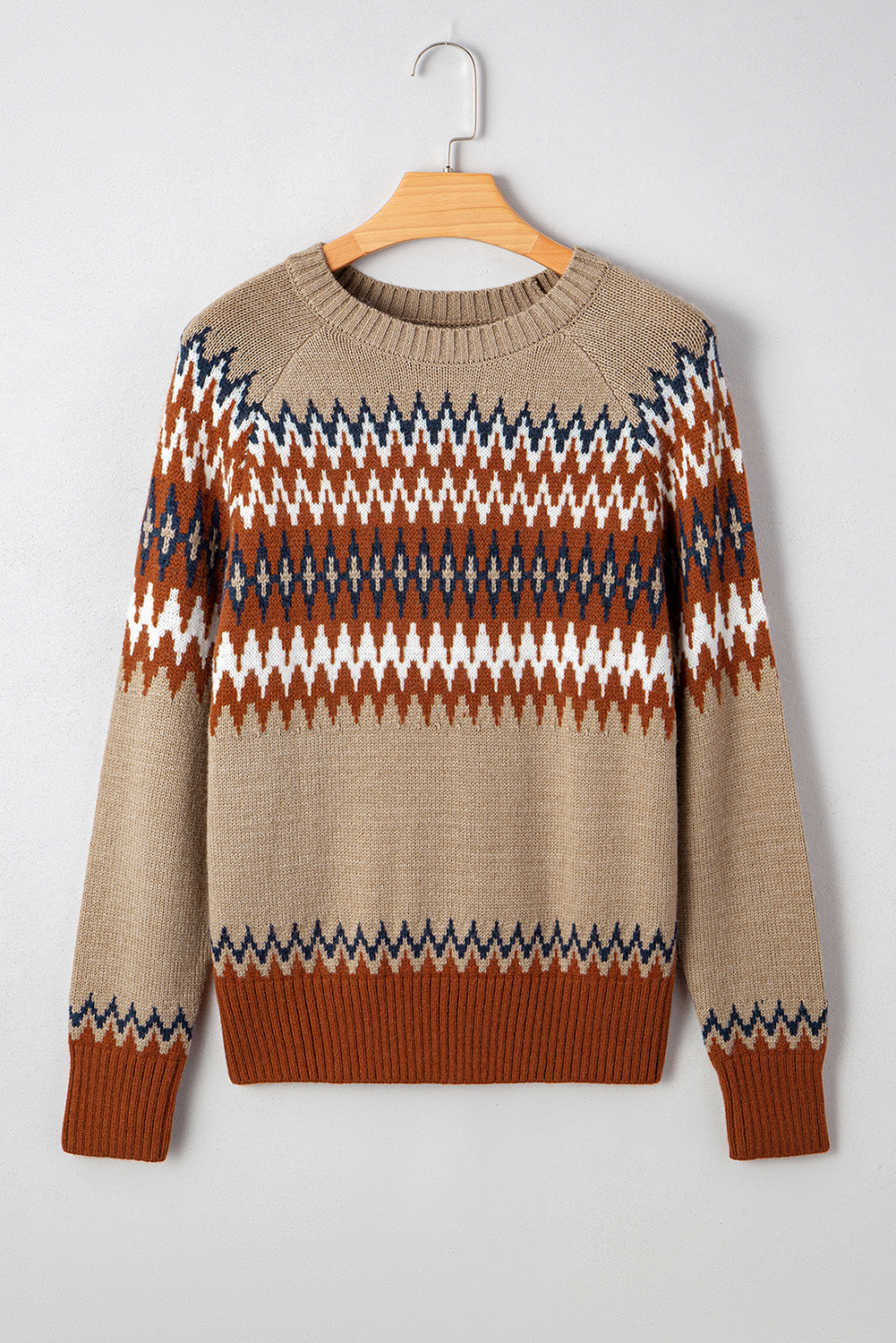 Eva Aztec Crew Neck Sweater Threaded Pear