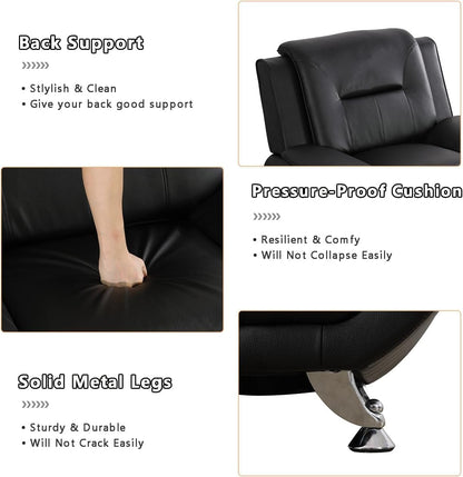 Contemporary Living Room Furniture Set, Faux Leather Sofa Set for Living Room/House/Bedroom/Office/Apartment (Black-B, Loveseat), F45&F46 ShipItFurniture