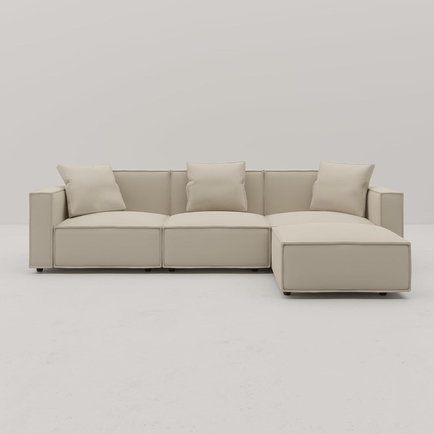 Cream Modular Sectional Sofa Set With Ottoman And Chaise ShipItFurniture
