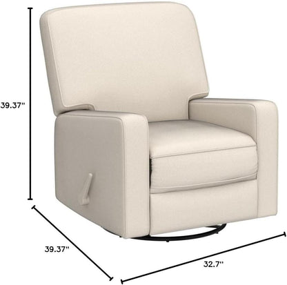 Beige Fabric Swivel Rocker Recliner Armchair DeepSeat ShipItFurniture