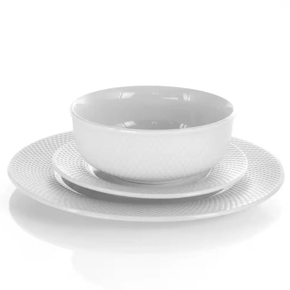 18-Piece White Porcelain Dinnerware Set with Plates Bowls Mugs - Service for 4 - Get it from Bo