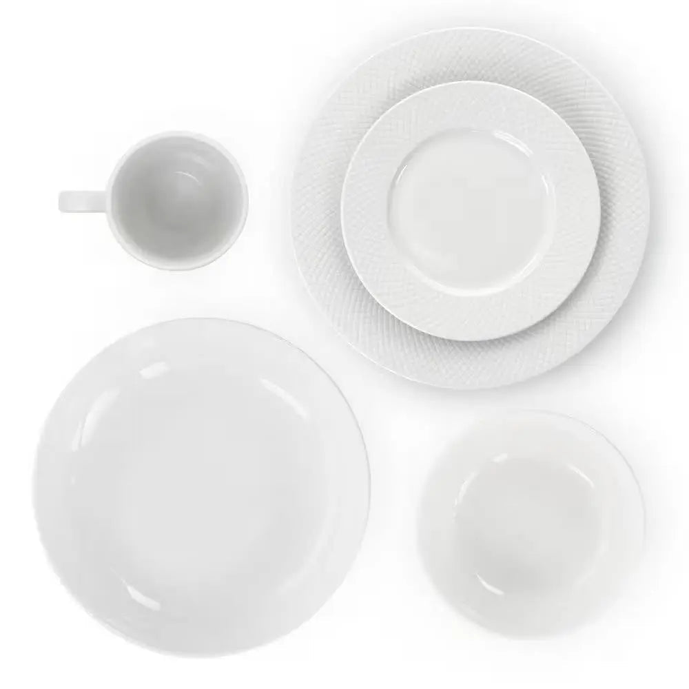 18-Piece White Porcelain Dinnerware Set with Plates Bowls Mugs - Service for 4 - Get it from Bo
