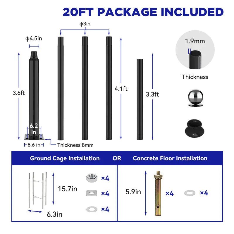 1800W Solar Street Light with 20ft /16ft Pole - Get it from Bo
