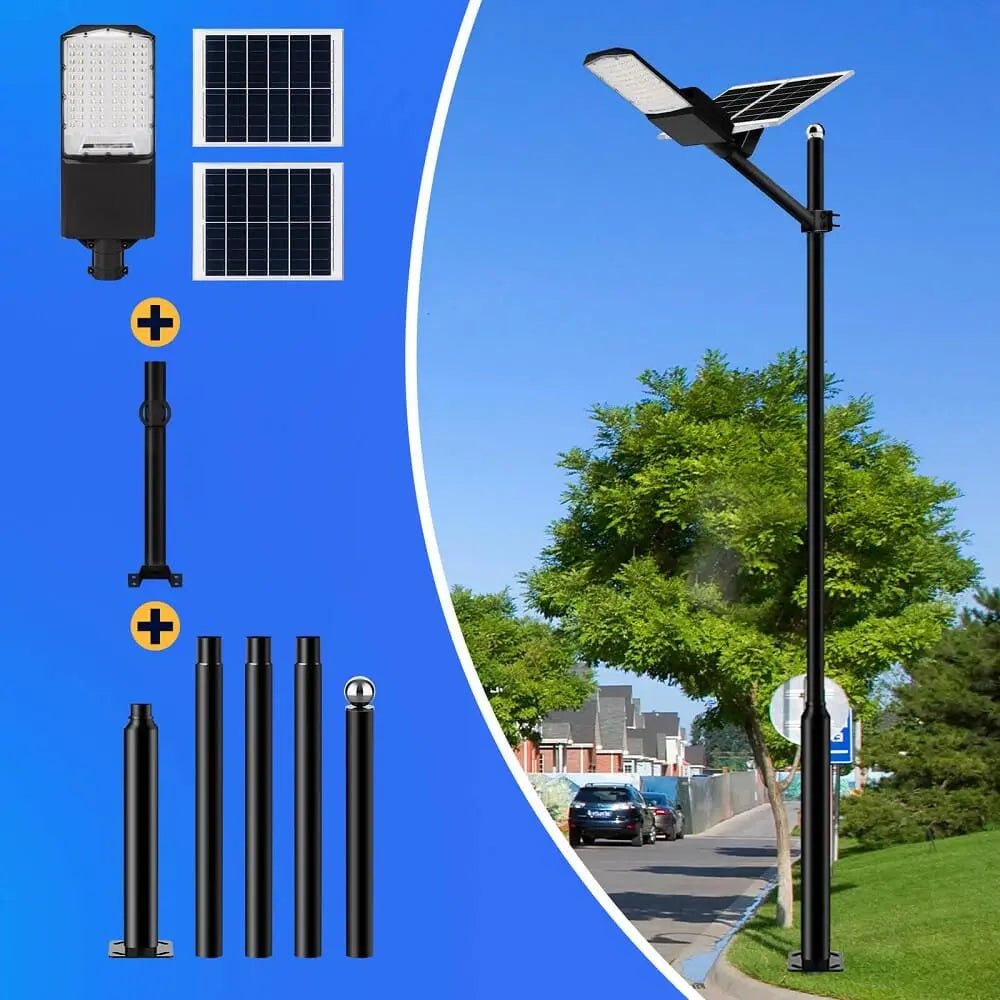 1800W Solar Street Light with 20ft /16ft Pole - Get it from Bo