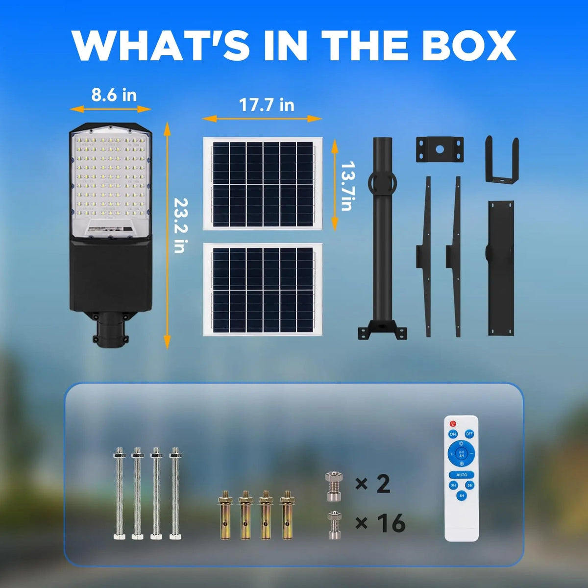 1800W Solar Street Light with 20ft /16ft Pole - Get it from Bo