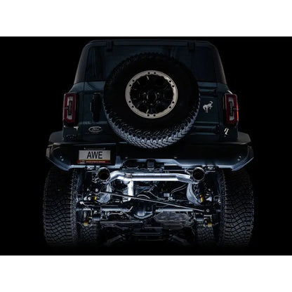 AWE Tuning 2021+ Ford Bronco 0FG Dual Rear Exit Exhaust w/Diamond Black Tips & Bash Guard NP Motorsports