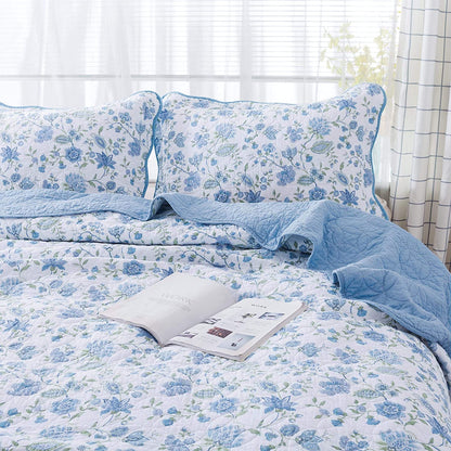 Kasentex 100% Cotton Summer Ultra Soft Floral Design 3 Piece Reversible Bedding Set, Room Decor, Graduation Gifts