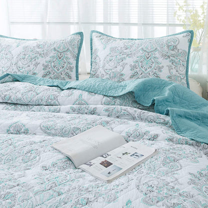 Kasentex 100% Cotton Summer Ultra Soft Floral Design 3 Piece Reversible Bedding Set, Room Decor, Graduation Gifts