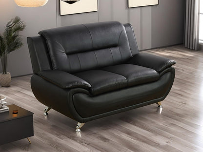 Contemporary Living Room Furniture Set, Faux Leather Sofa Set for Living Room/House/Bedroom/Office/Apartment (Black-B, Loveseat), F45&F46 ShipItFurniture