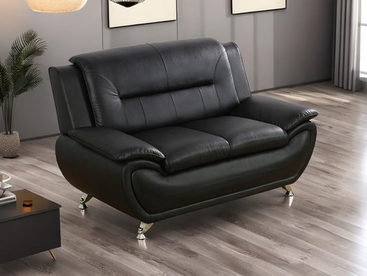 Contemporary Living Room Furniture Set, Faux Leather Sofa Set for Living Room/House/Bedroom/Office/Apartment (Black-B, Loveseat), F45&F46 ShipItFurniture