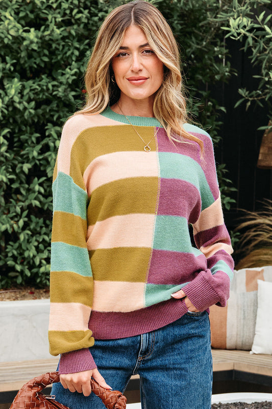 Isabelle Ribbed Edge Casual Sweater Threaded Pear