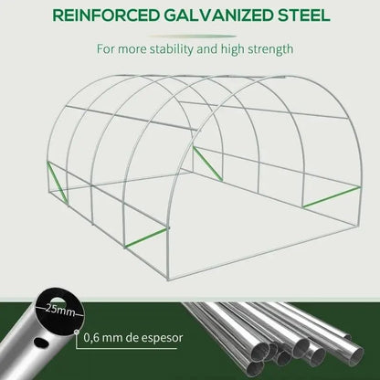 19.5 Ft x 9.8 Ft Outdoor Greenhouse w/ White PE Cover and Heavy Duty Steel Frame - Get it from Bo