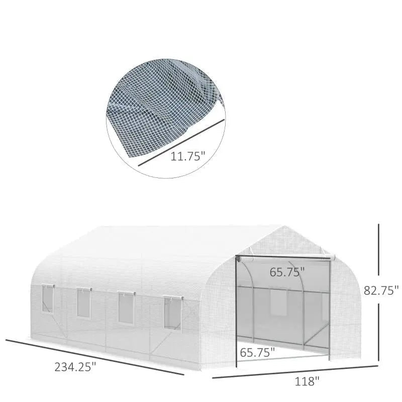 19.5 Ft x 9.8 Ft Outdoor Greenhouse w/ White PE Cover and Heavy Duty Steel Frame - Get it from Bo