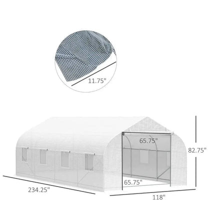 19.5 Ft x 9.8 Ft Outdoor Greenhouse w/ White PE Cover and Heavy Duty Steel Frame - Get it from Bo