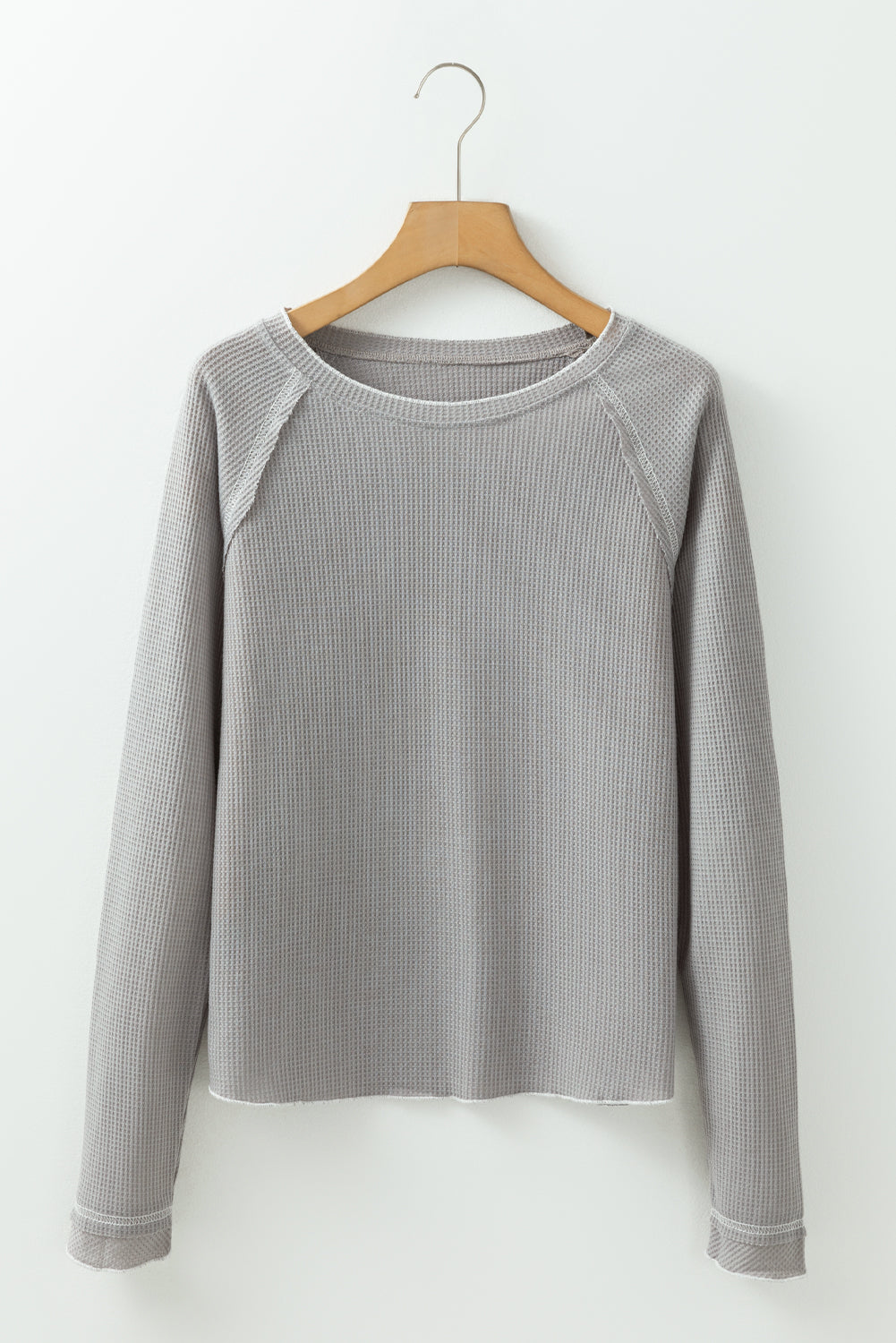Daisy Textured Round Neck Long Sleeve Top Threaded Pear