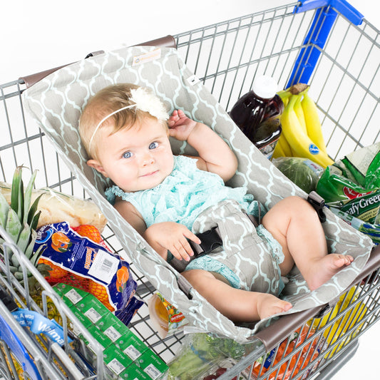Baby Shopping Cart Hammock | Gray/Aqua Binxy Baby