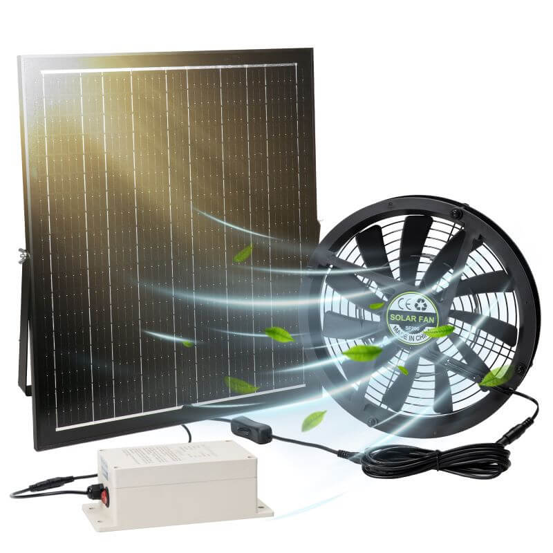 10" Solar Exhaust Intake Fan with Battery&42W Solar Panel Langy Solar Lights