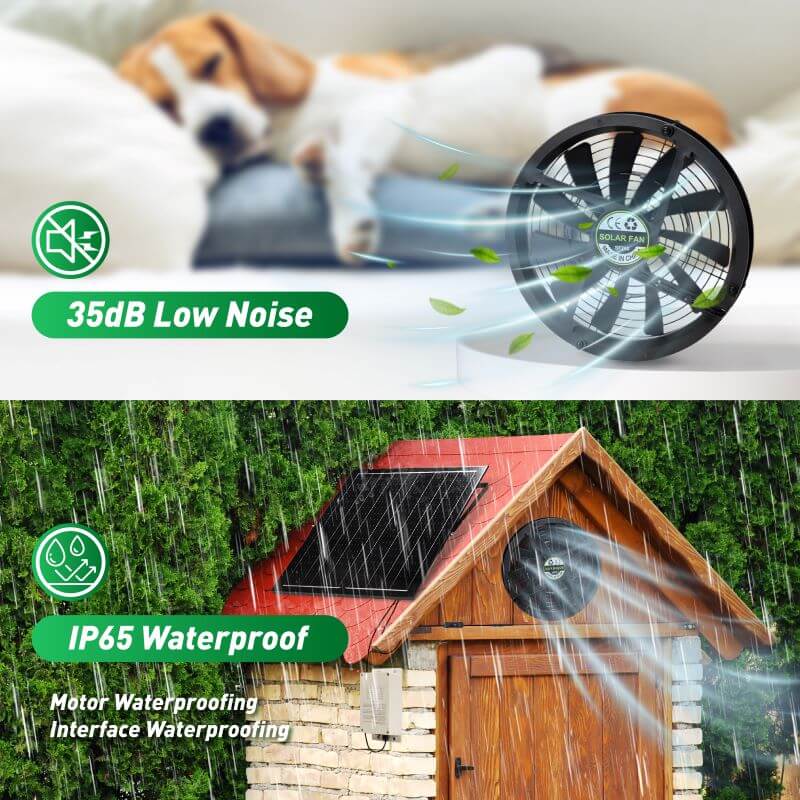 10" Solar Exhaust Intake Fan with Battery&42W Solar Panel Langy Solar Lights