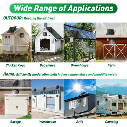 10" Solar Exhaust Intake Fan with Battery & 42W Solar Panel Langy Solar Lights