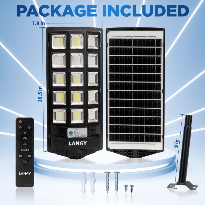60W 90W Solar Outdoor Dusk to Dawn Lights with Remote Control Langy Solar Lights