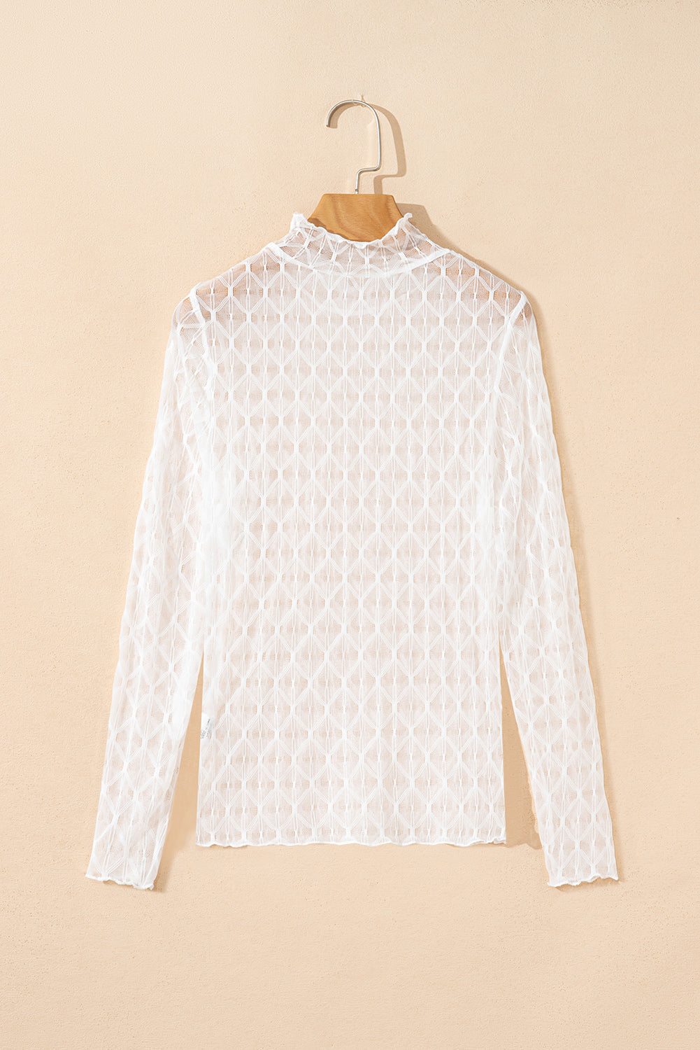 Ruth Sheer Mesh Patterned Lettuce Trim Top Threaded Pear