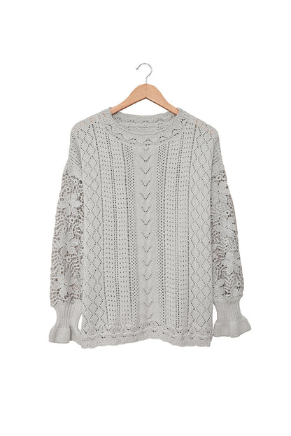 Scarlett Lace Pointelle Knit Sweater