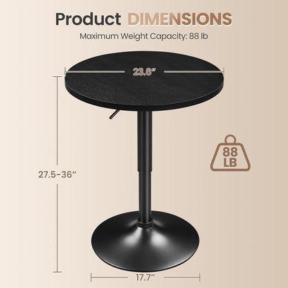 Black Circular Bar Table Featuring Adjustable Height ShipItFurniture