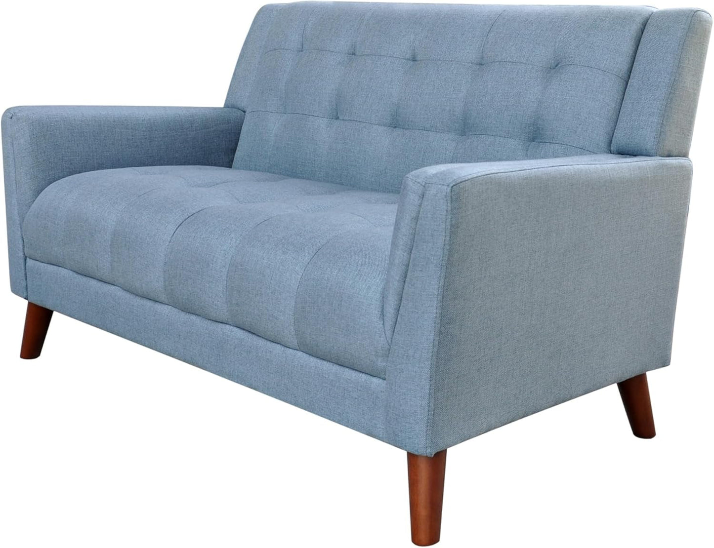 Blue Mid Century Modern Loveseat Polyester Upholstery ShipItFurniture
