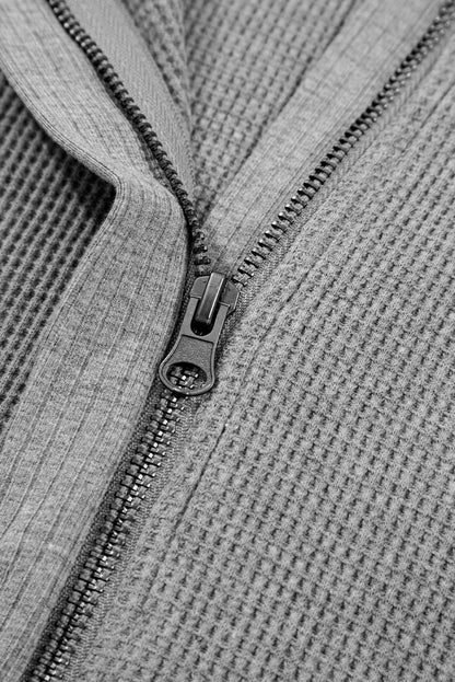 Kayla Waffle Zip Up Hooded Jacket