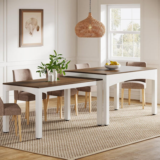 Extendable Farmhouse Dining Table 47 To 95 Inches Brown ShipItFurniture