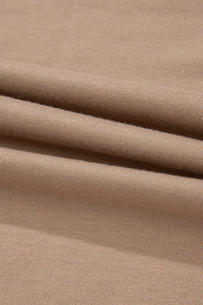 Light French Beige Flower Striped Patchwork Puff Sleeve Loose PLUS Sweatshirt