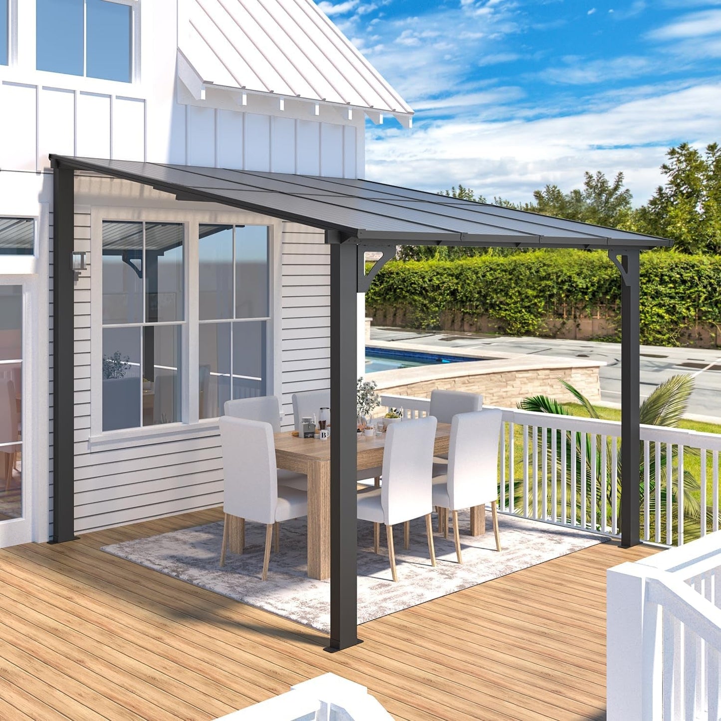 8x8 Wall-Mounted Gazebo Lean To Patio Clearance ShipItFurniture