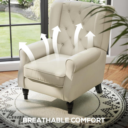 Cream White Wingback Accent Chair With Diamond Tufting ShipItFurniture