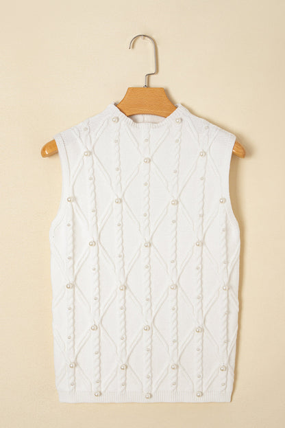 Alaia Pearled Textured Knit Sweater Vest