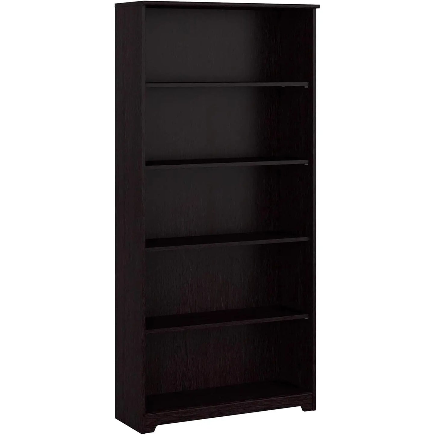 Tall Five Shelf Bookcase Espresso Oak For Living Room ShipItFurniture