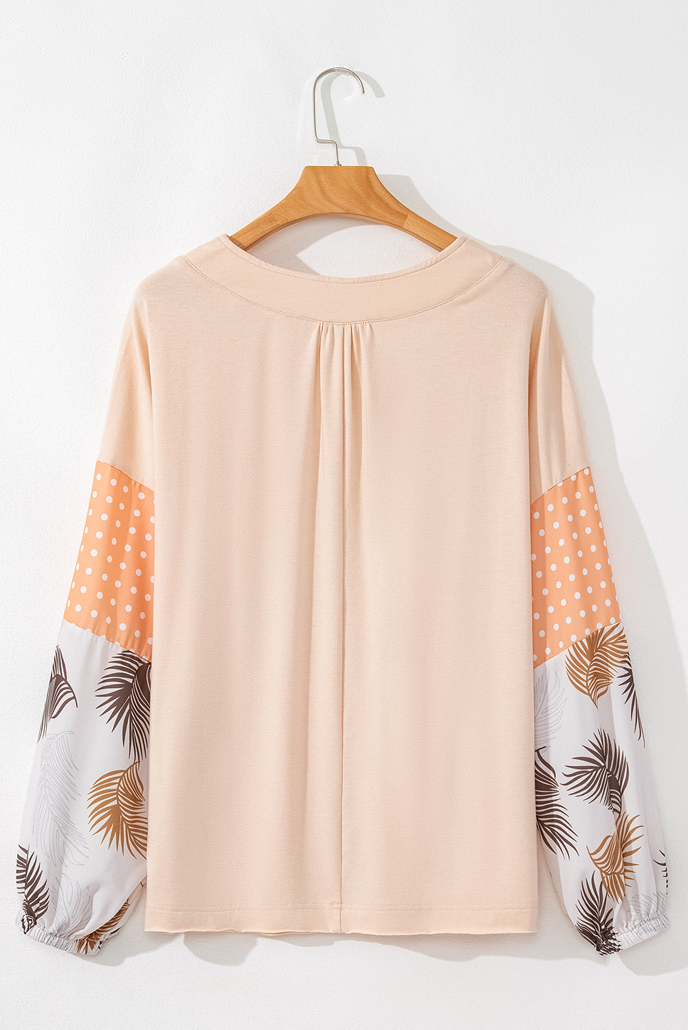 Alora Palm Leaves Polka Dot Loose Blouse Threaded Pear