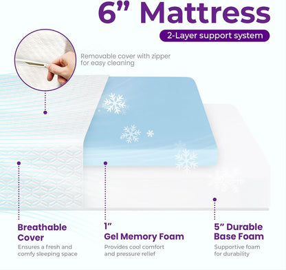 Cooling Gel Memory Foam Mattress Twin Size Comfort