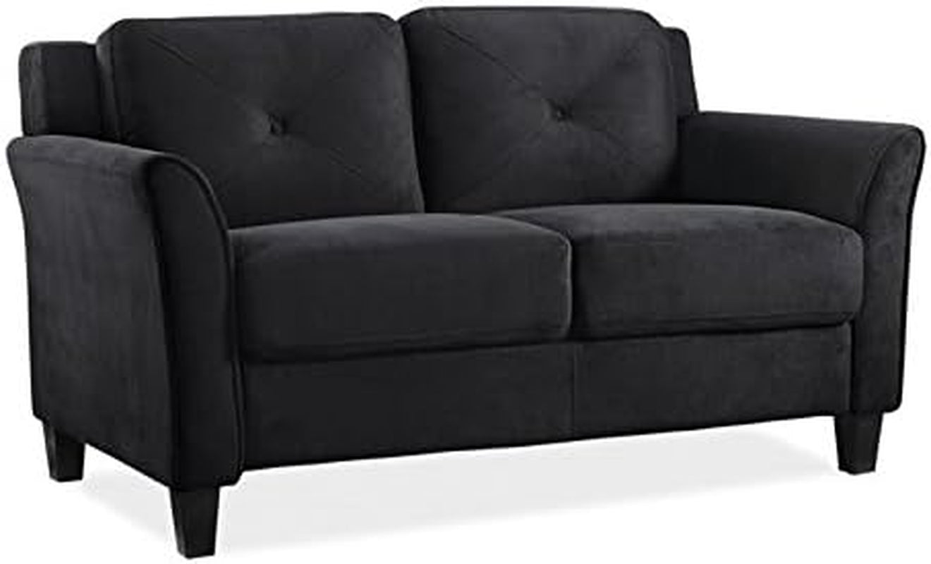 2 Piece Living Room Sofa And Loveseat Set In Black Microfiber Upholstery With 67.3 Inch Total Seat Width ShipItFurniture