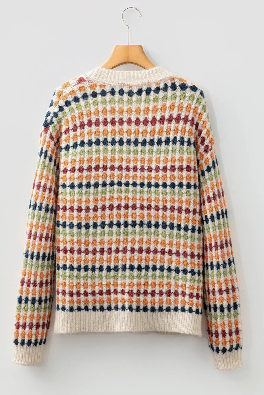 Seraxie Pattern Knit Front Sweater