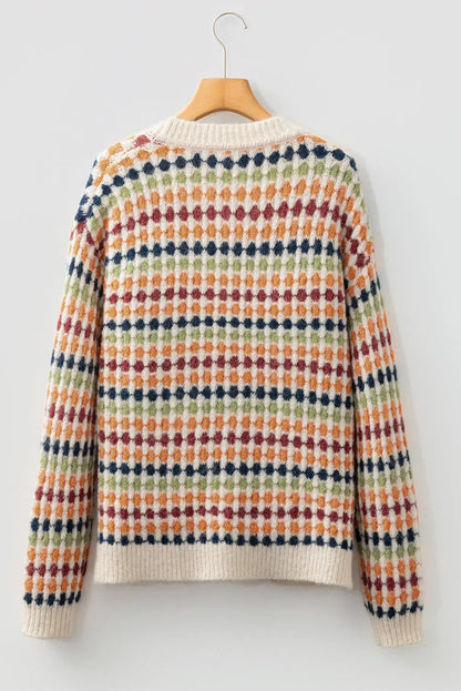 Seraxie Pattern Knit Front Sweater