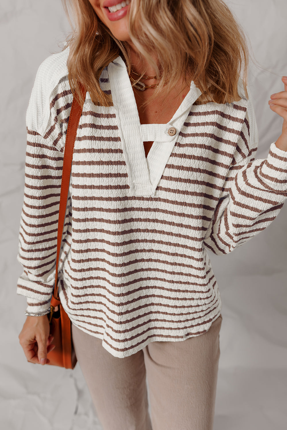 Ayla Stripe Textured Hooded Long Sleeve Top Threaded Pear