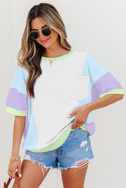 Zoe Patchwork Half Sleeve Oversized Top
