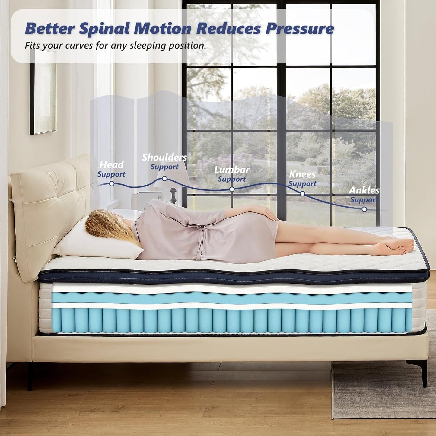 Queen Hybrid Mattress Medium Firm Comfort and Support