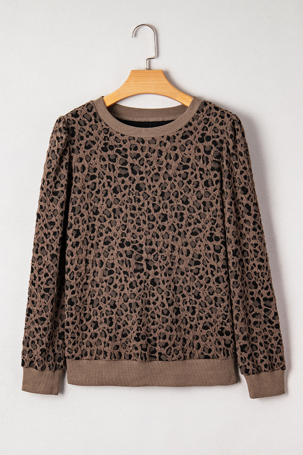 Annie Ribbed Trim Leopard Top Threaded Pear