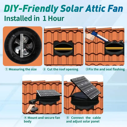 42W 12" Solar Attic Fan with Smart Power Adapter+Remote Langy Solar Lights