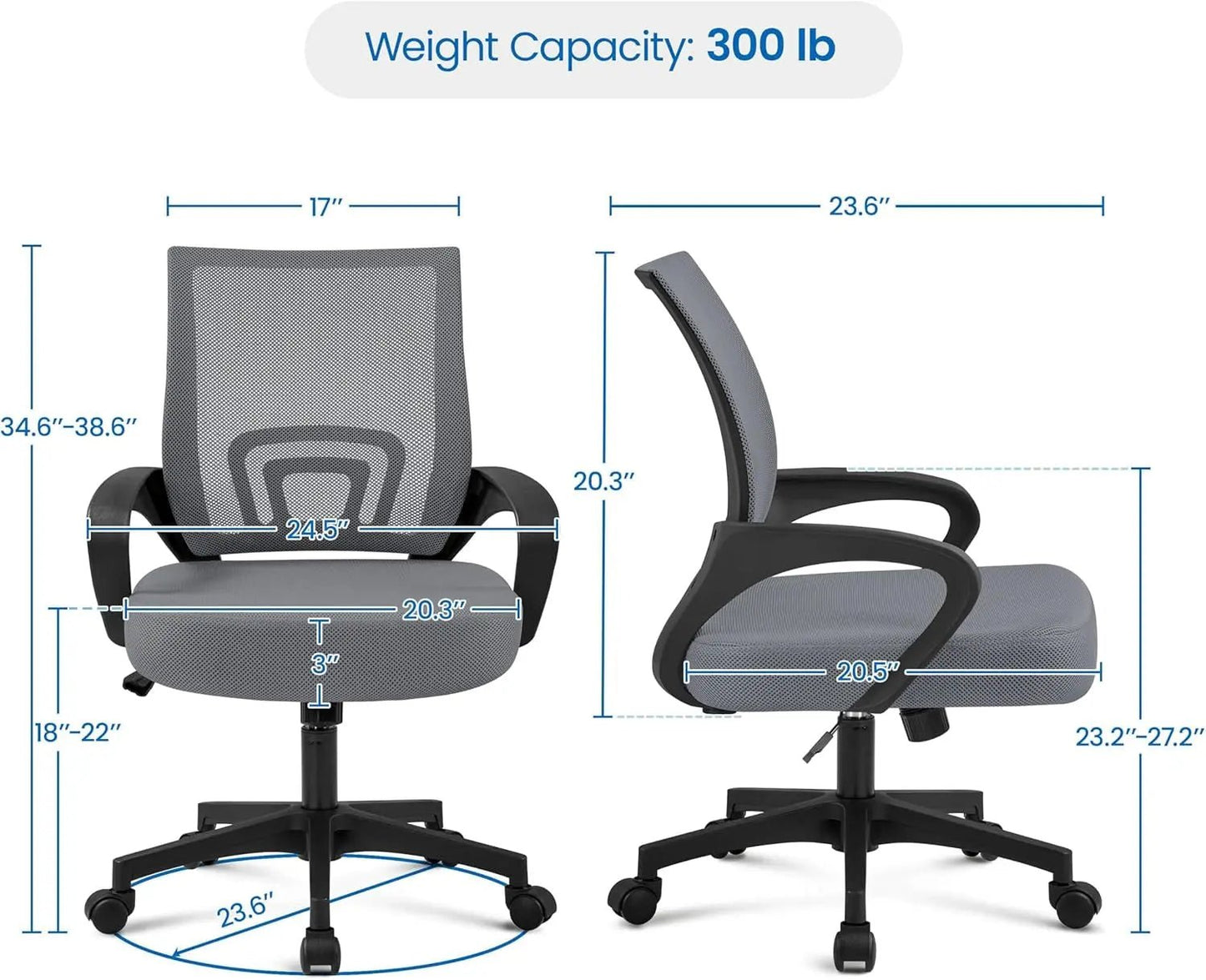 2 Pack Ergonomic Mesh Office Chairs With 360 Degree Rolling Casters Dark Gray For Home Office - Get it from Bo